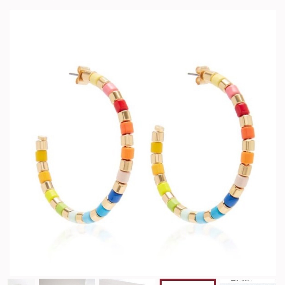 Roxanne Assoulin NWOT Golden Rainbow Hoop Earrings